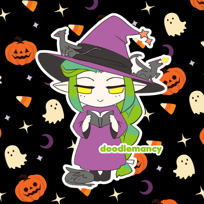 Sleepy Spooky Witch Chibi (Original)