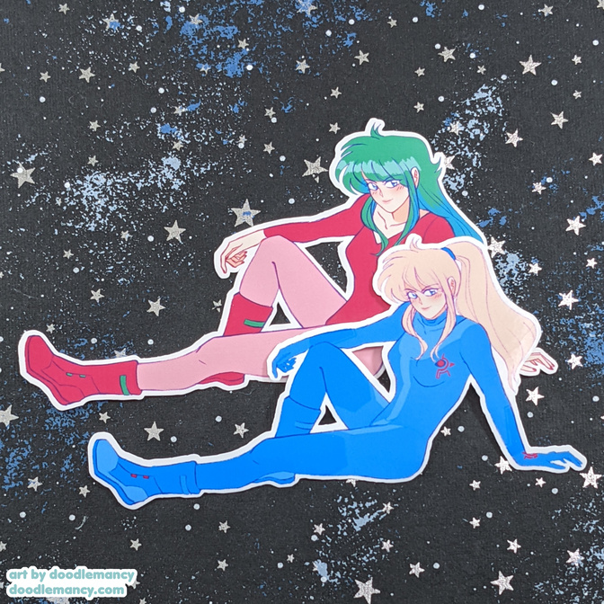 Justin Bailey and Retro Zero Suit Samus stickers (Metroid)