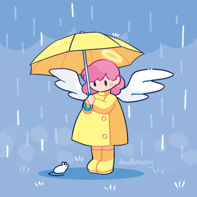 Original Illustration - Shelter (Rainy Version)