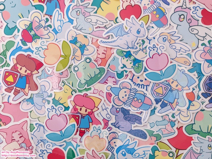 Grab bag sticker pile